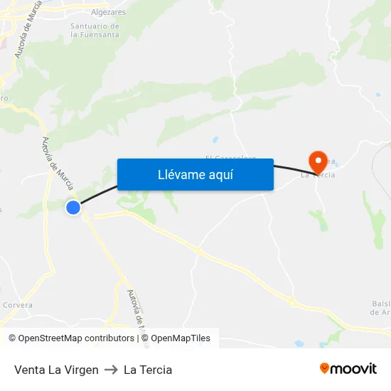 Venta La Virgen to La Tercia map