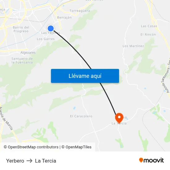 Yerbero to La Tercia map