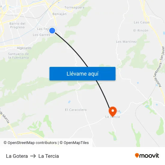 La Gotera to La Tercia map