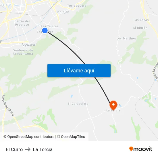 El Curro to La Tercia map
