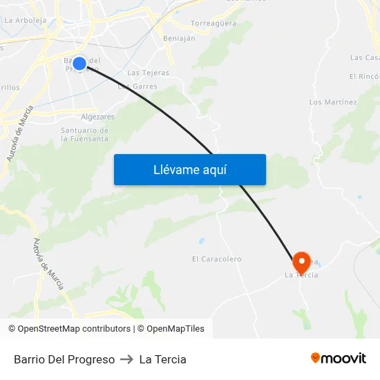 Barrio Del Progreso to La Tercia map