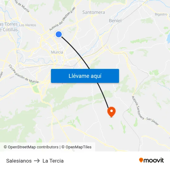Salesianos to La Tercia map