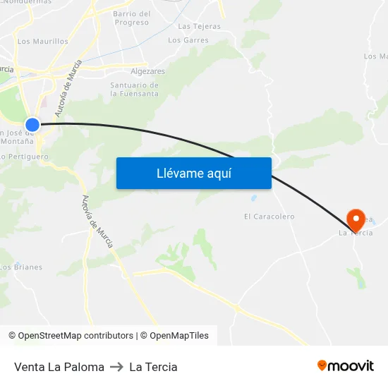 Venta La Paloma to La Tercia map