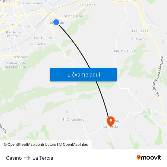 Casino to La Tercia map