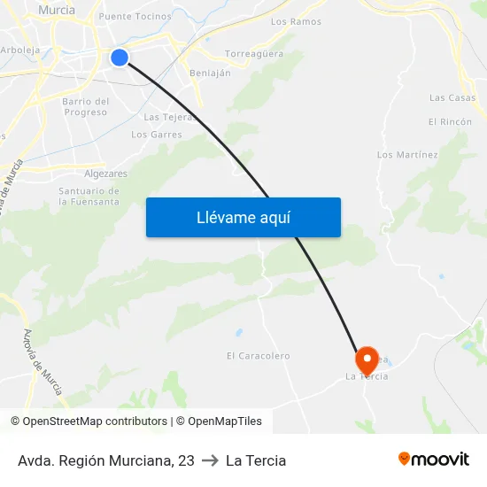 Avda. Región Murciana, 23 to La Tercia map