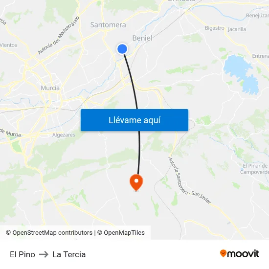 El Pino to La Tercia map