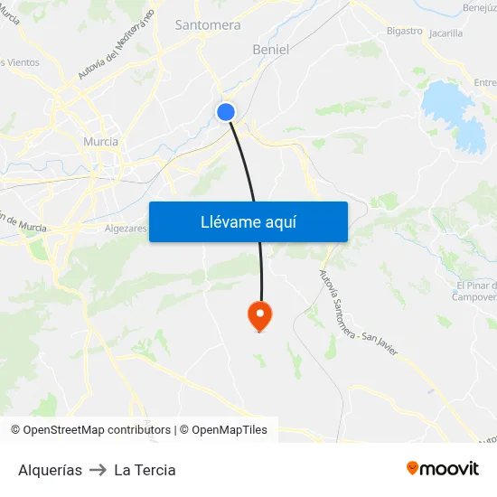 Alquerías to La Tercia map