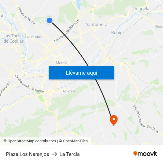 Plaza Los Naranjos to La Tercia map