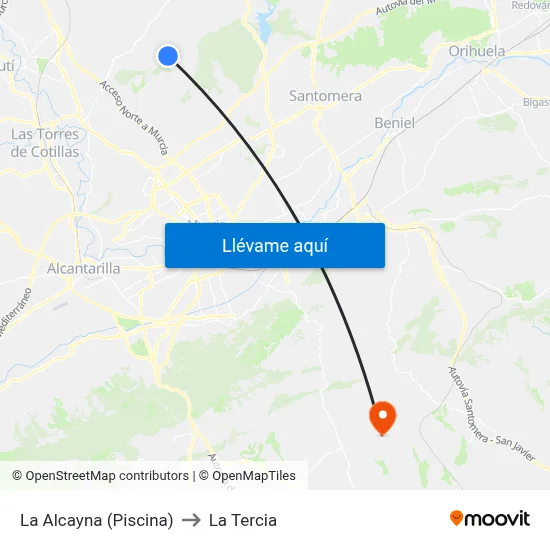 La Alcayna (Piscina) to La Tercia map