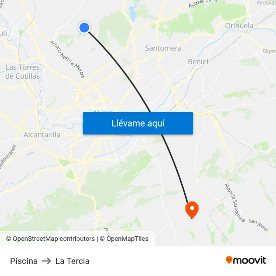 La Alcayna (Piscina) to La Tercia map