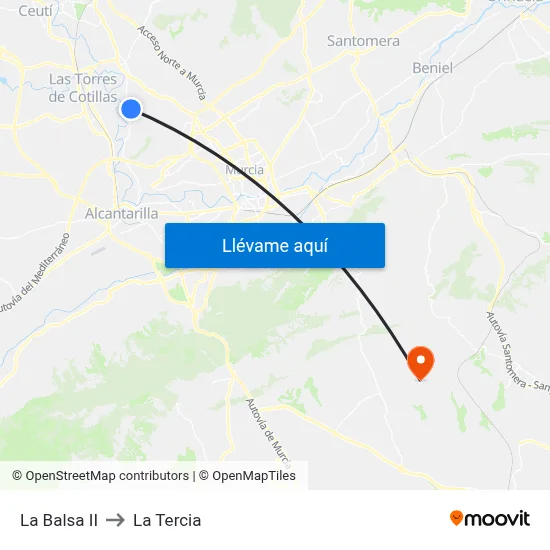 La Balsa II to La Tercia map