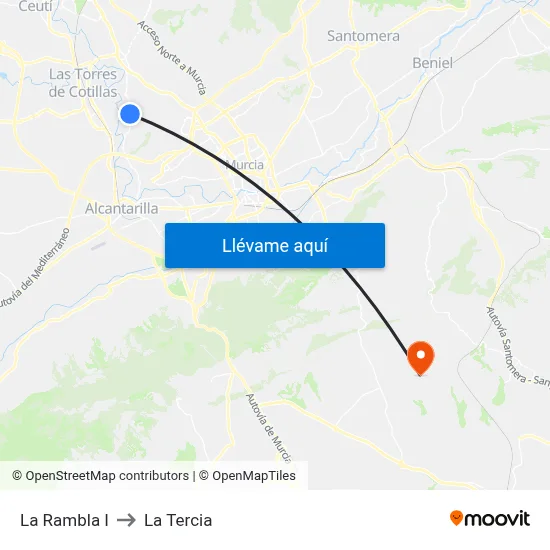 La Rambla I to La Tercia map