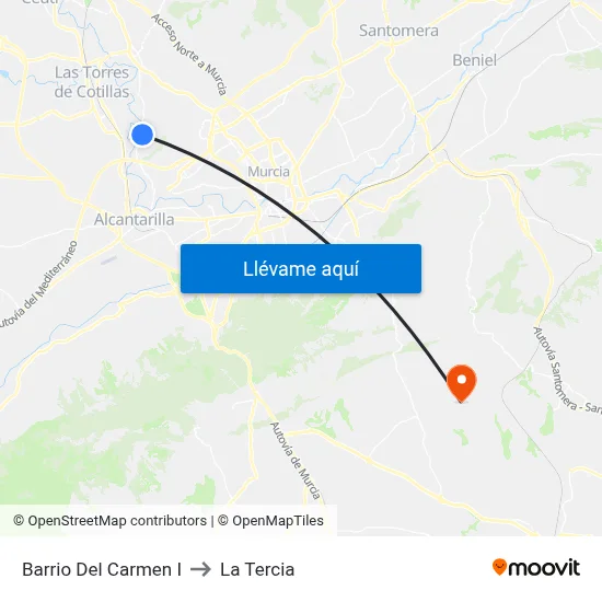 Barrio Del Carmen I to La Tercia map