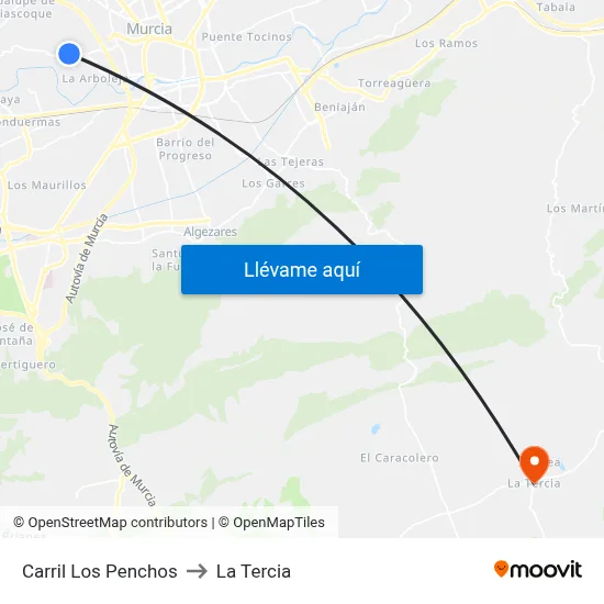 Carril Los Penchos to La Tercia map