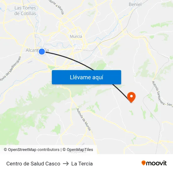 Centro de Salud Casco to La Tercia map