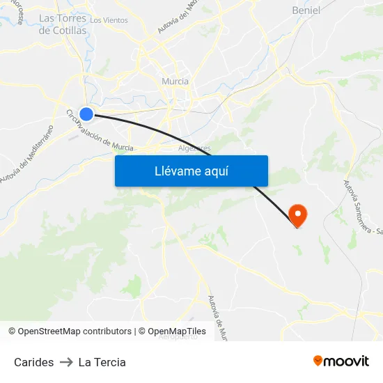 Carides to La Tercia map