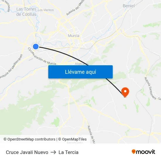 Cruce Javalí Nuevo to La Tercia map