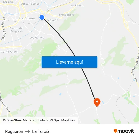 Reguerón to La Tercia map