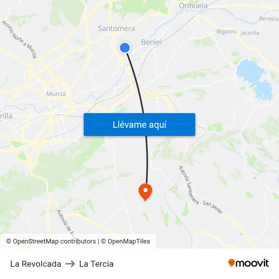 La Revolcada to La Tercia map