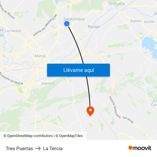 Tres Puertas to La Tercia map