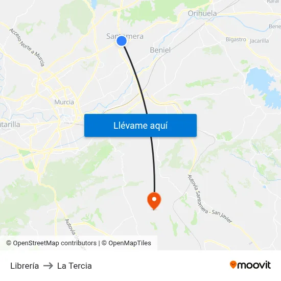 Librería to La Tercia map