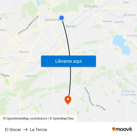 El Siscar to La Tercia map