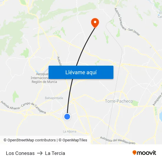 Los Conesas to La Tercia map
