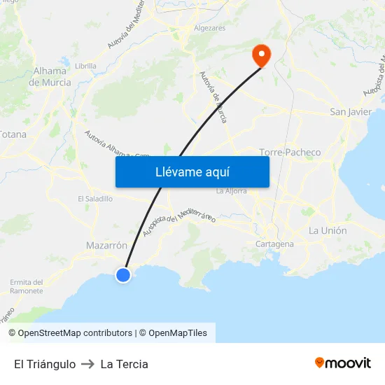 El Triángulo to La Tercia map