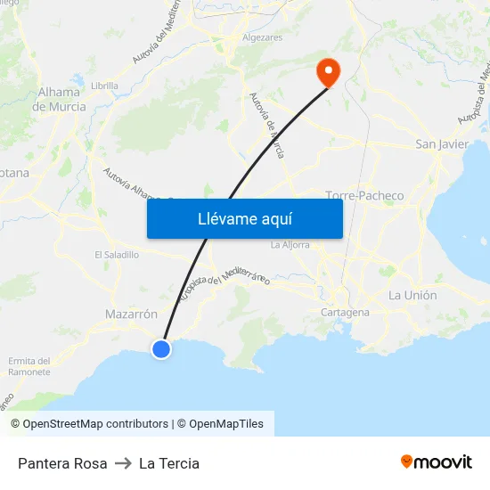 Pantera Rosa to La Tercia map