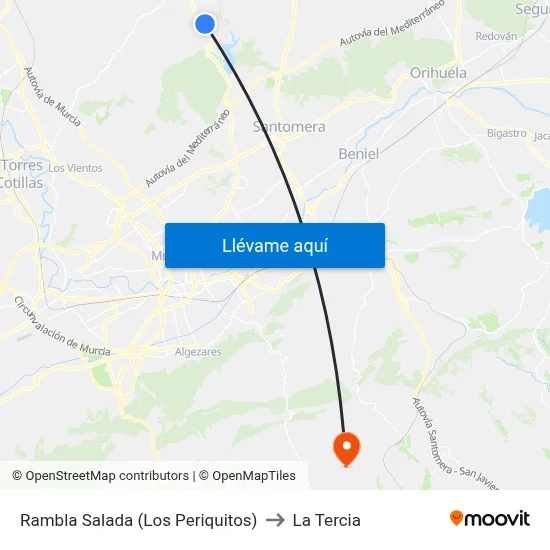 Rambla Salada (Los Periquitos) to La Tercia map