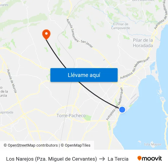 Los Narejos (Pza. Miguel de Cervantes) to La Tercia map