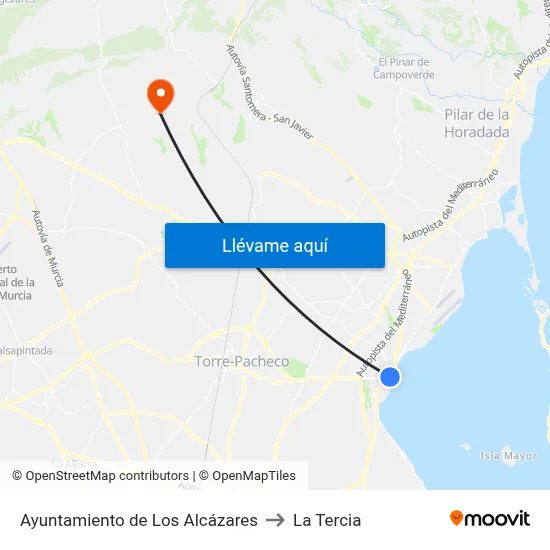 Ayuntamiento de Los Alcázares to La Tercia map