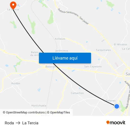 Roda to La Tercia map