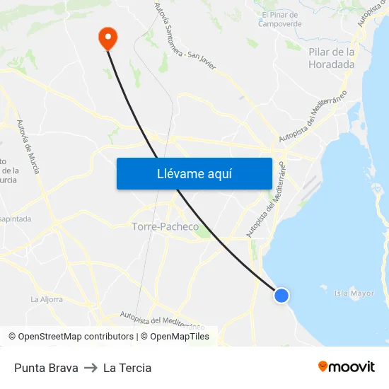 Punta Brava to La Tercia map