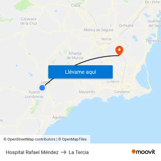 Hospital Rafael Méndez to La Tercia map