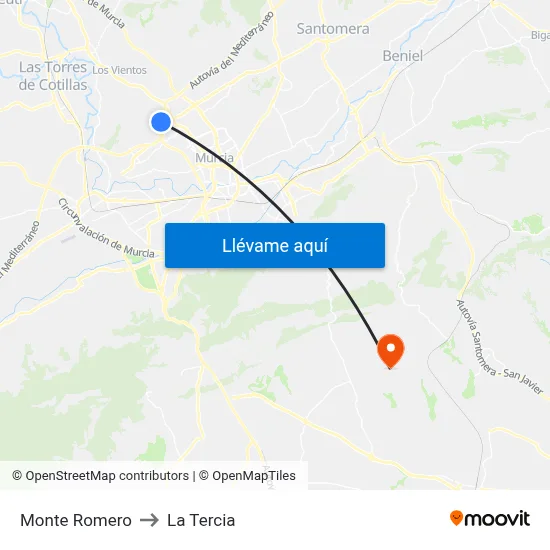 Monte Romero to La Tercia map