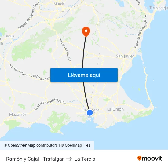 Ramón y Cajal - Trafalgar to La Tercia map