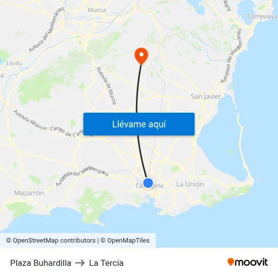 Plaza Buhardilla to La Tercia map