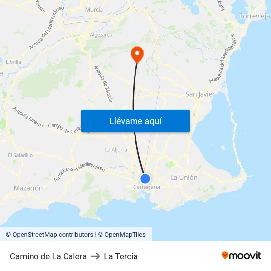 Camino de La Calera to La Tercia map