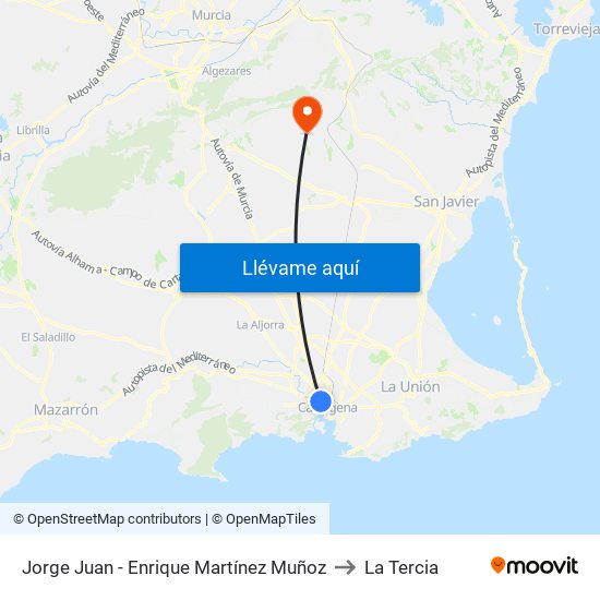 Jorge Juan - Enrique Martínez Muñoz to La Tercia map