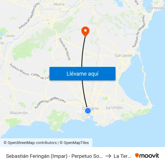 Sebastián Feringán (Impar) - Perpetuo Socorro to La Tercia map