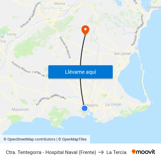 Ctra. Tentegorra - Hospital Naval (Frente) to La Tercia map