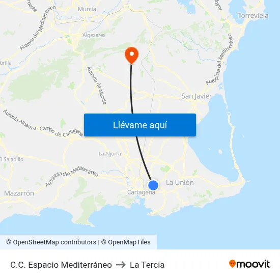 C.C. Espacio Mediterráneo to La Tercia map