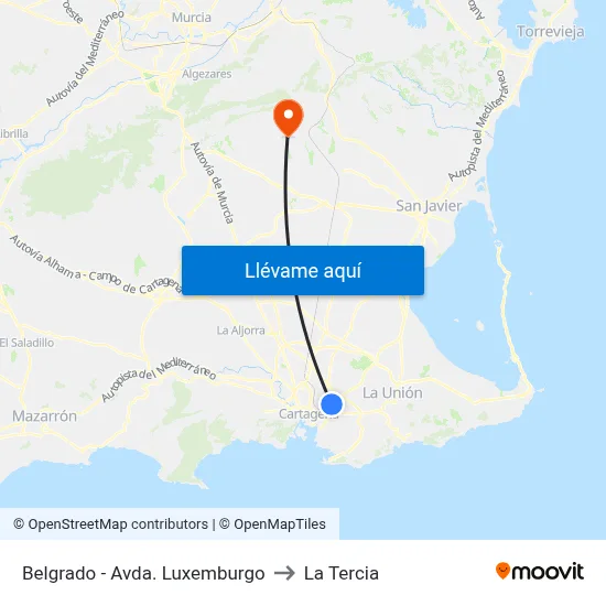 Belgrado - Avda. Luxemburgo to La Tercia map