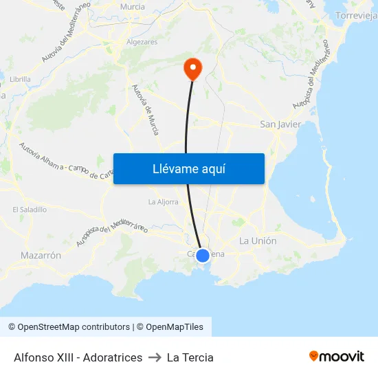 Alfonso XIII - Adoratrices to La Tercia map