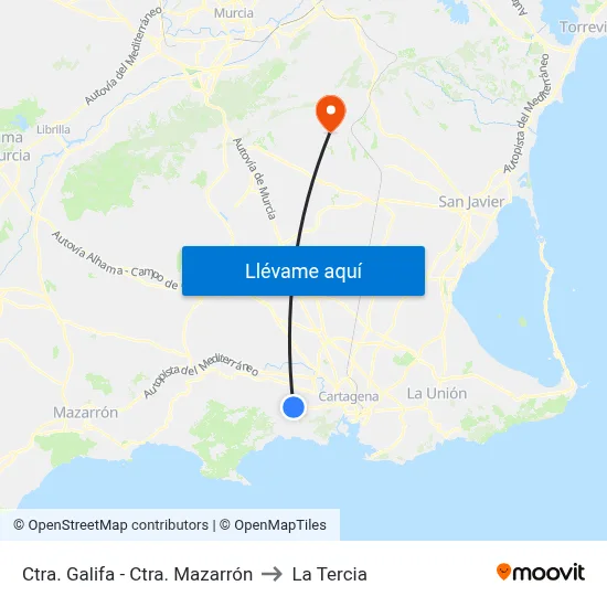 Ctra. Galifa - Ctra. Mazarrón to La Tercia map