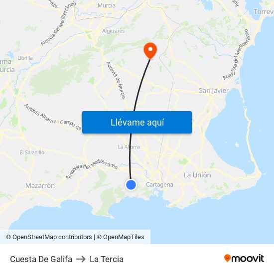 Cuesta De Galifa to La Tercia map