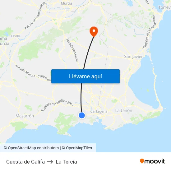 Cuesta de Galifa to La Tercia map
