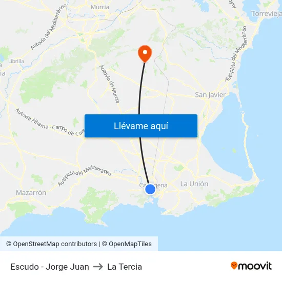 Escudo - Jorge Juan to La Tercia map