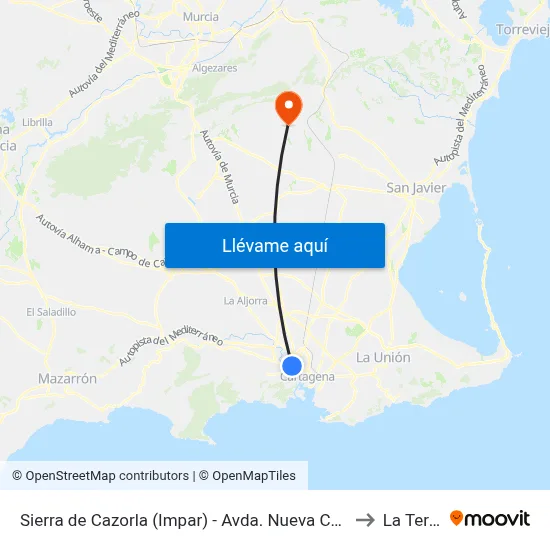 Sierra de Cazorla (Impar) - Avda. Nueva Cartagena to La Tercia map